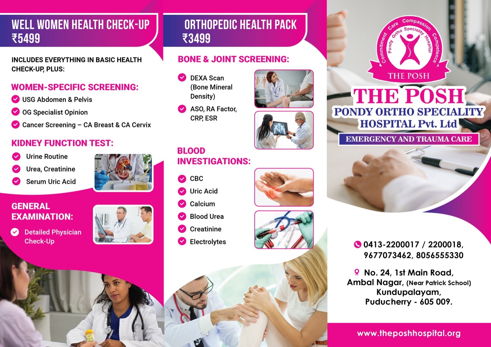 Well Women Health Check-up and Orthopedic Health Pack details