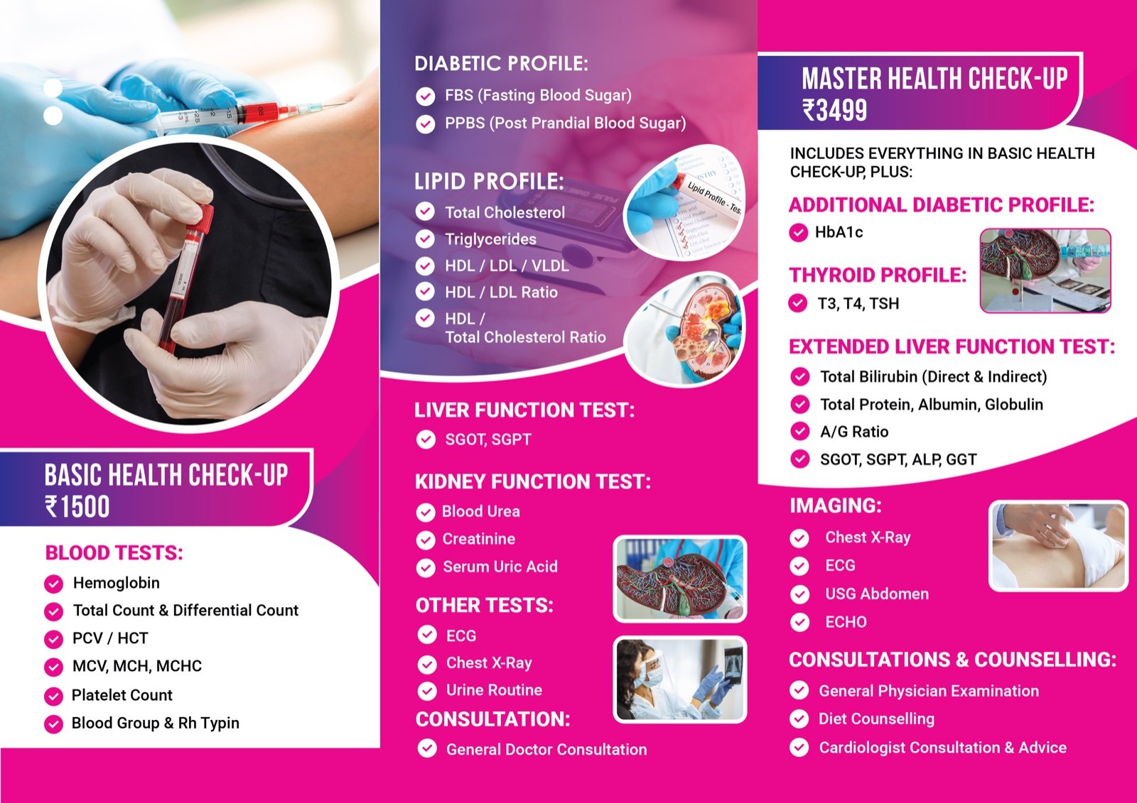 Basic Health Check-up and Master Health Check-up details